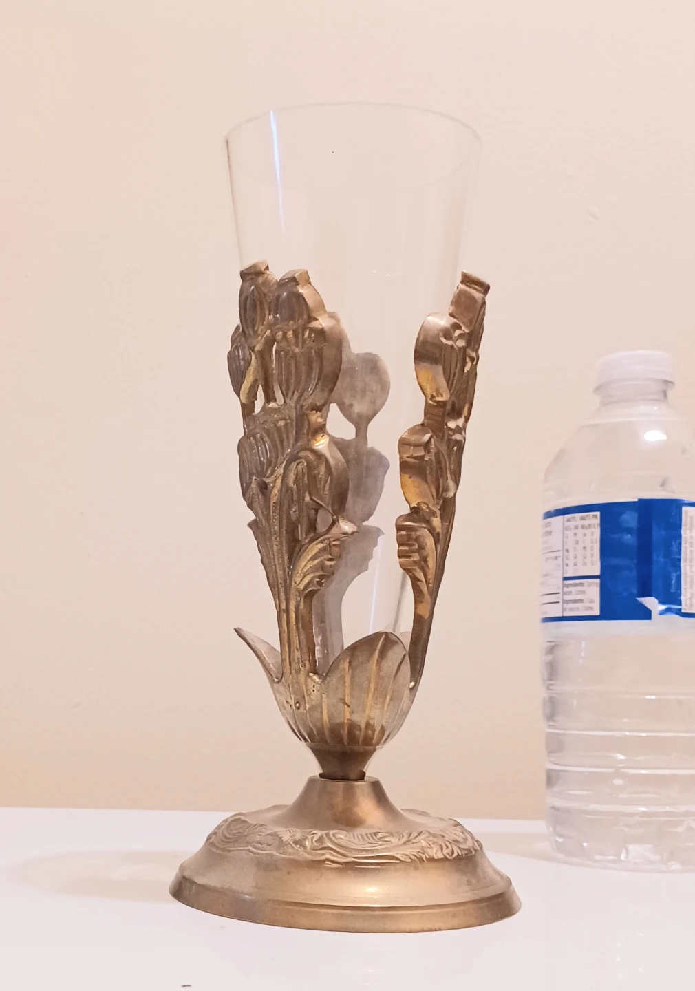 Floral Solid Brass Vintage Vase
