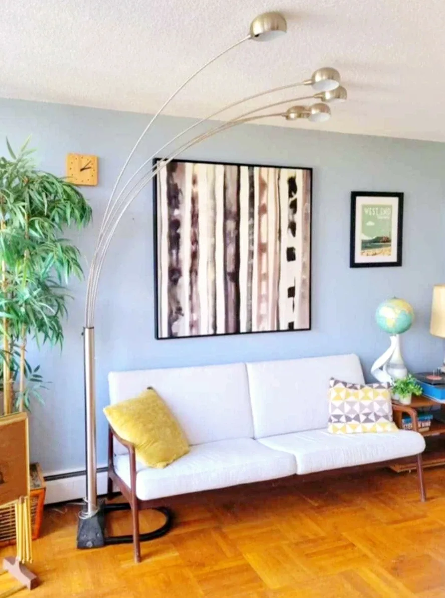 Vintage Adjustable 5 Headed Arc Chrome Floor Lamp image indicator(2)