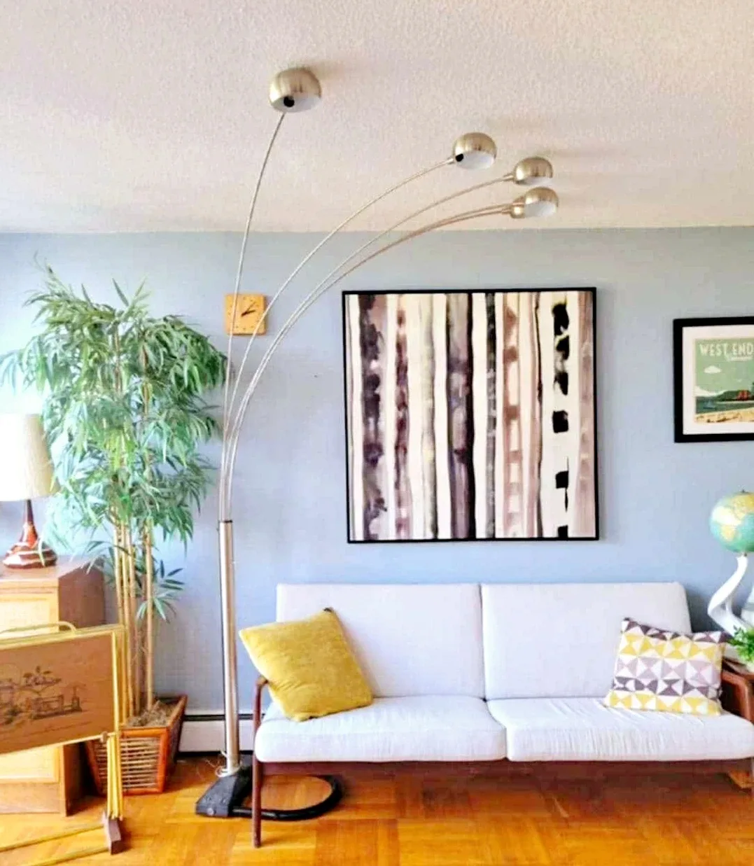 Vintage Adjustable 5 Headed Arc Chrome Floor Lamp image indicator(3)