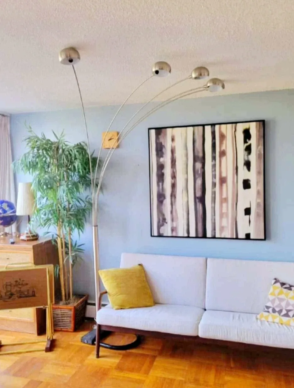 Vintage Adjustable 5 Headed Arc Chrome Floor Lamp image indicator(4)