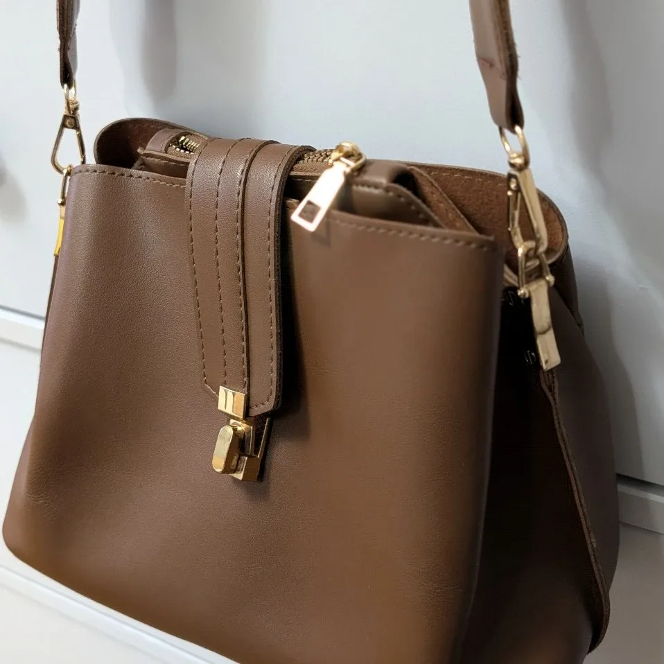Brown Faux Leather Crossbody Bag #cleanout image indicator(2)