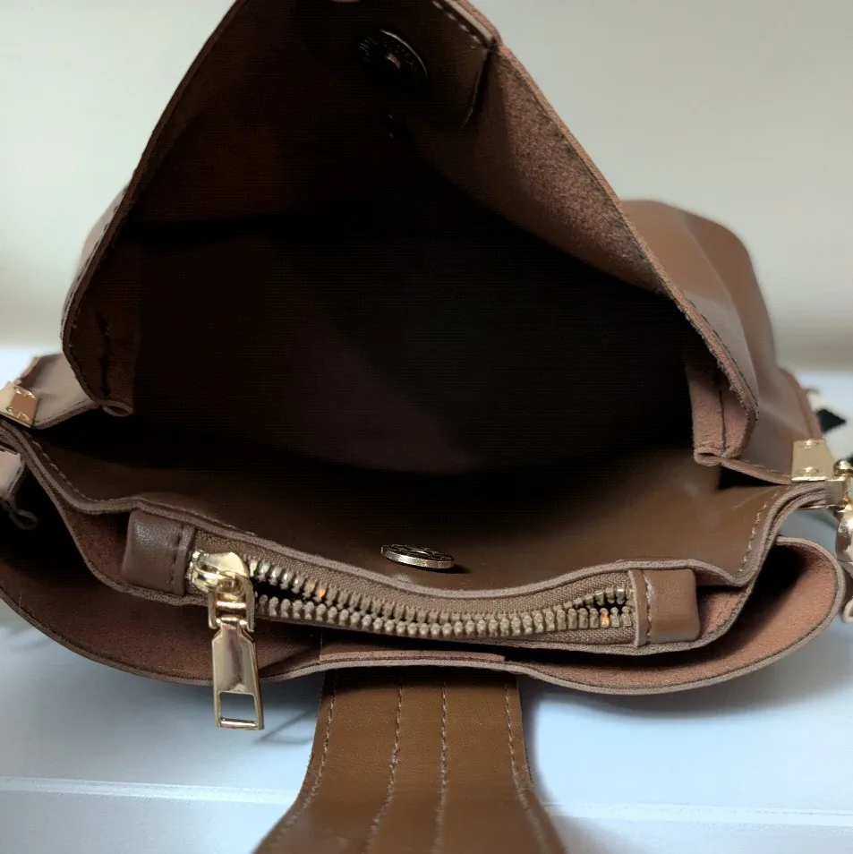 Brown Faux Leather Crossbody Bag #cleanout image indicator(5)
