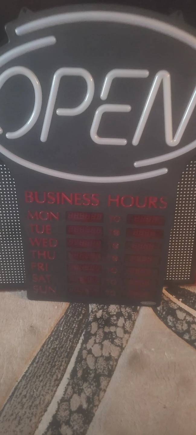 Open Sign with Business Hours