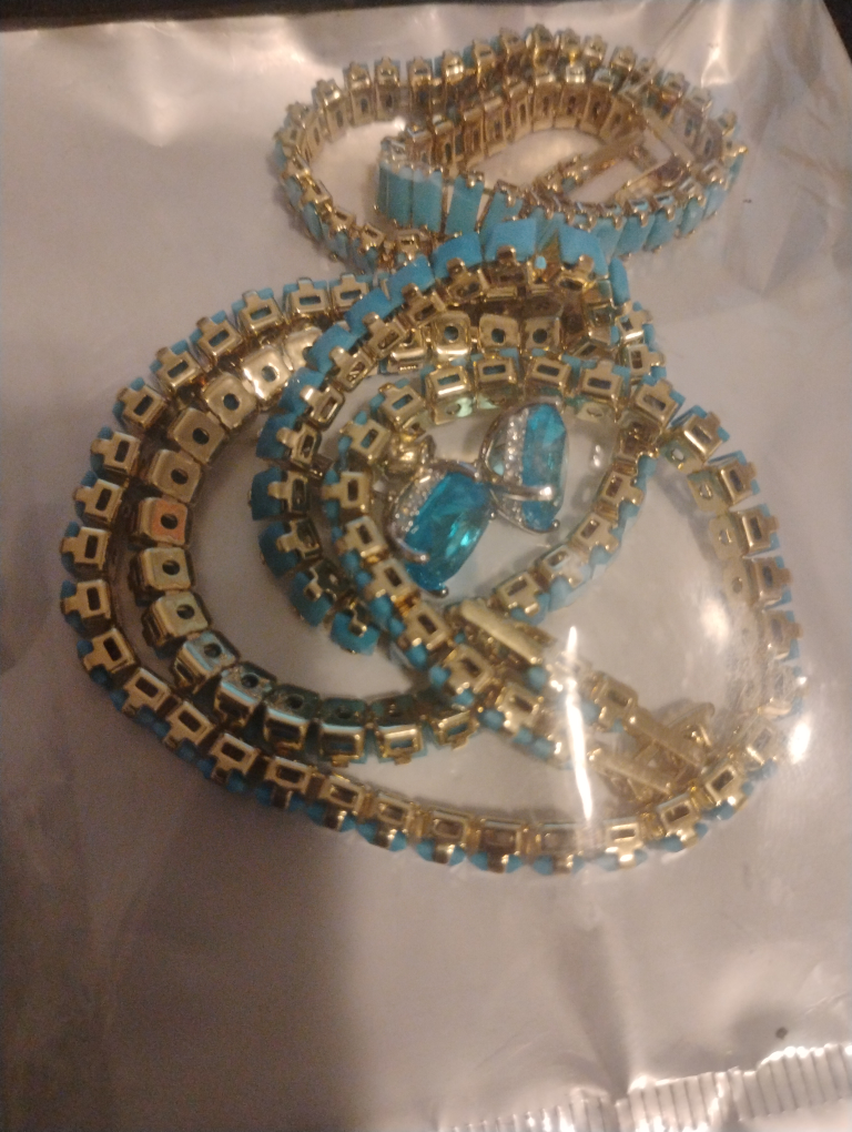Turquoise Bohemian Tennis Bracelet & Necklace ,& earring set