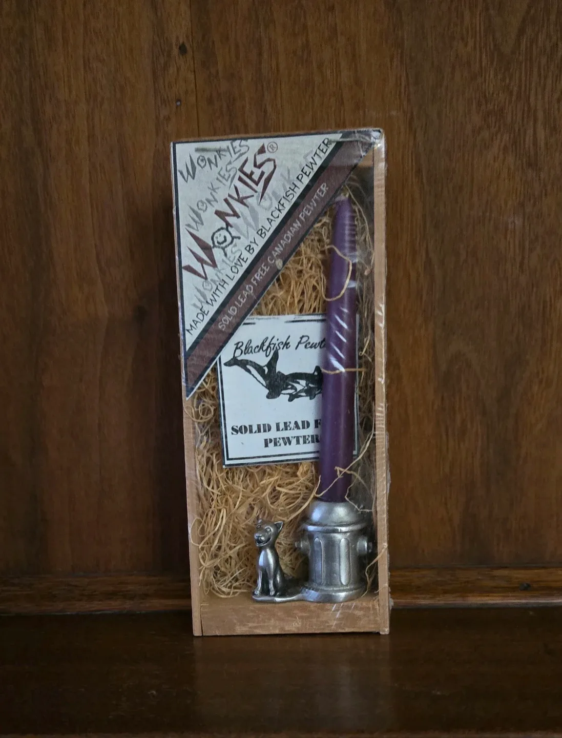 Wonkies Blackfish Pewter Candle Holder Set - New