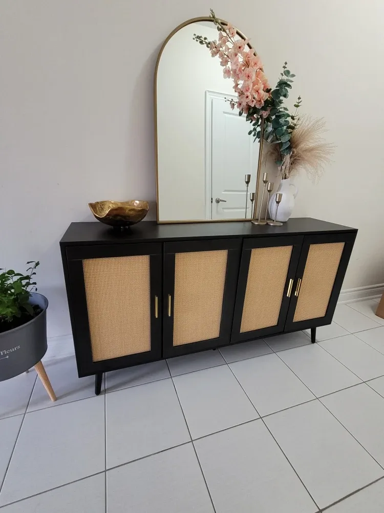 Black Cabinet with Rattan Doors image indicator(2)