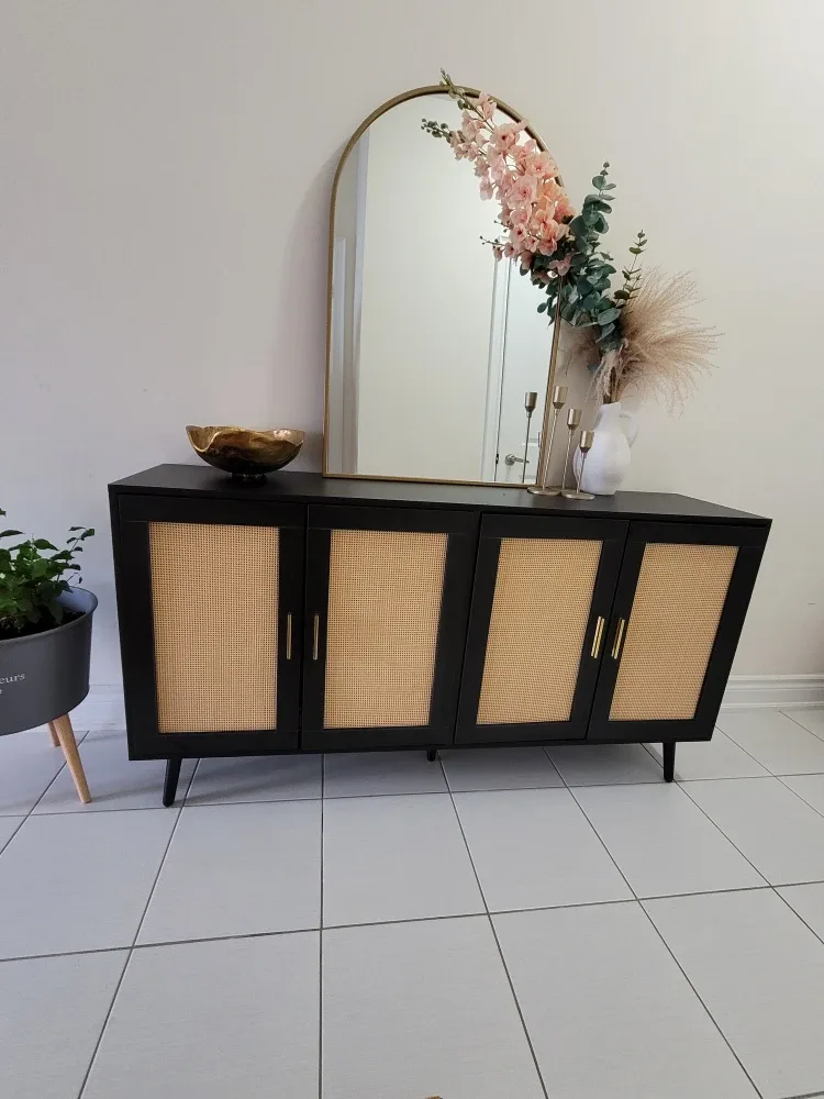 Black Cabinet with Rattan Doors image indicator(3)