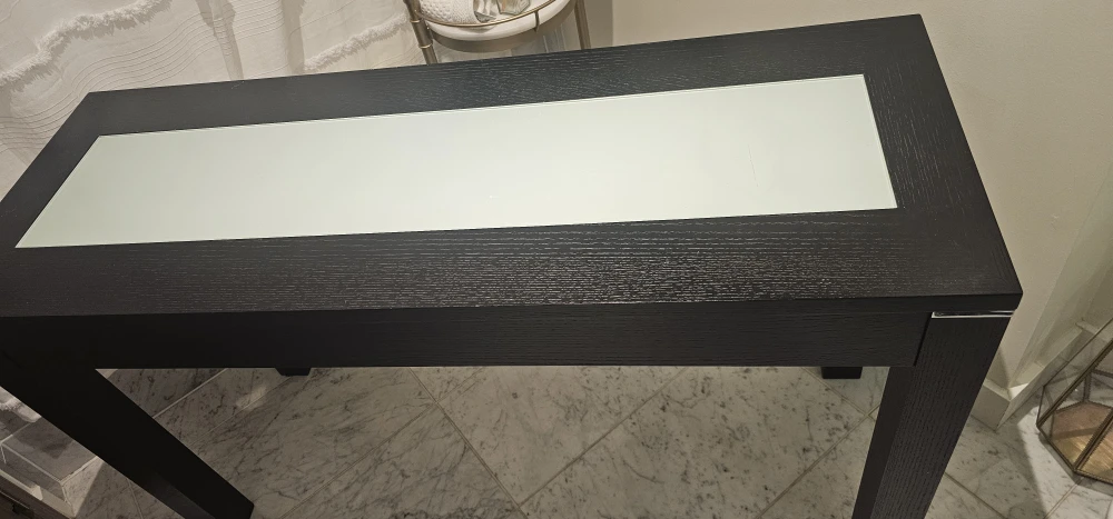 Black Console Table with Glass Insert