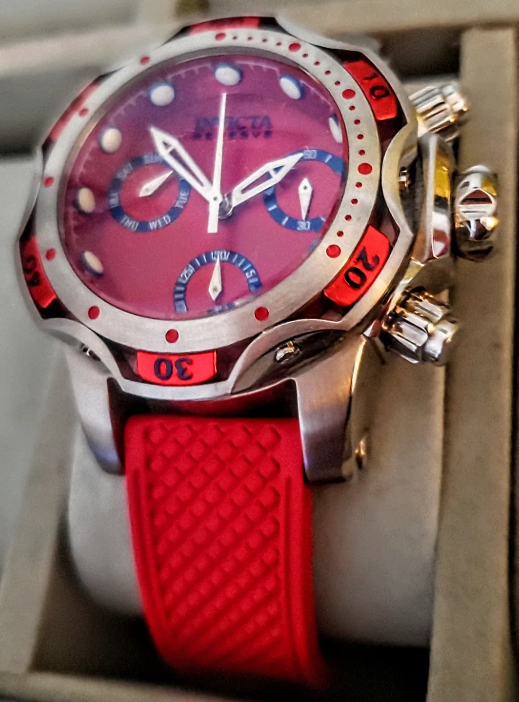 Invicta Reserve Venom Swiss Watch Silver Red Black
