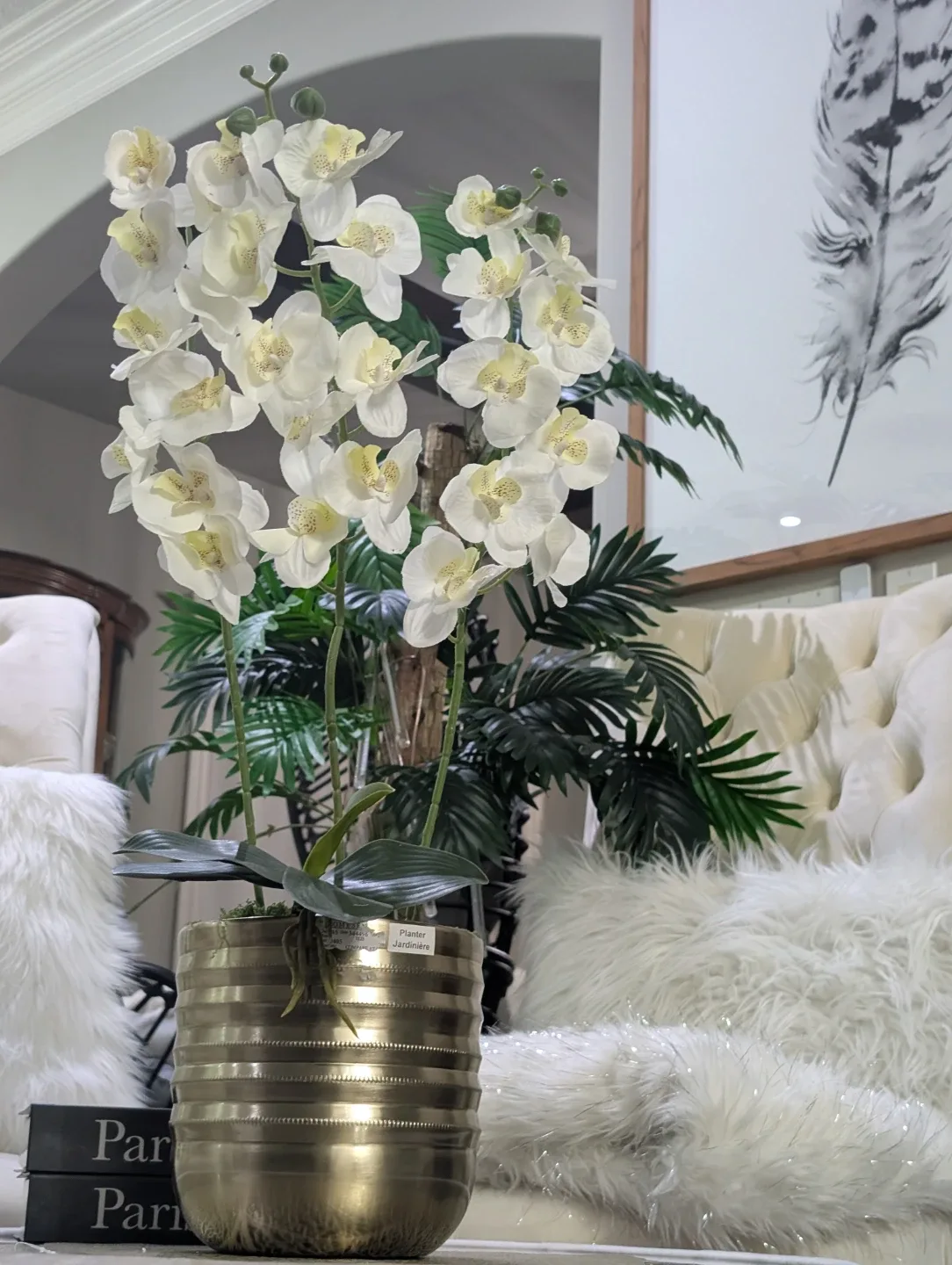 Planter Jardiniere with White Orchids image indicator(2)