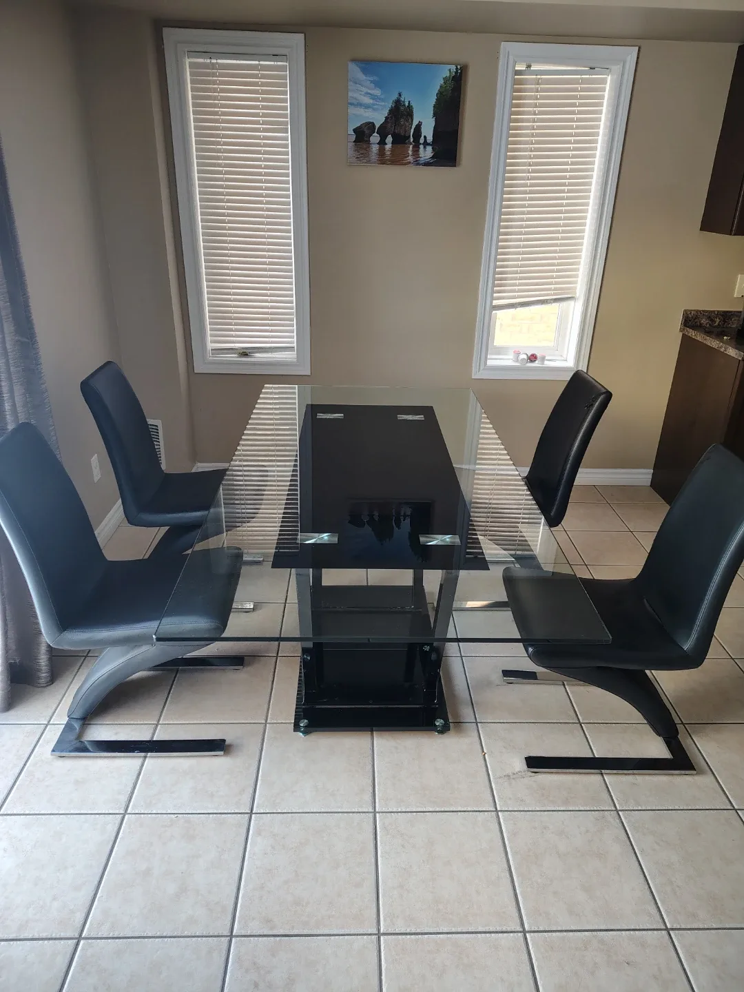 Glass Top Dining Table with 4 Chairs