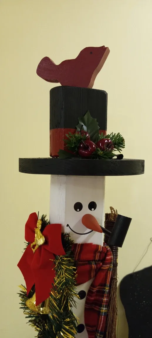Wooden standing snowman image indicator(2)