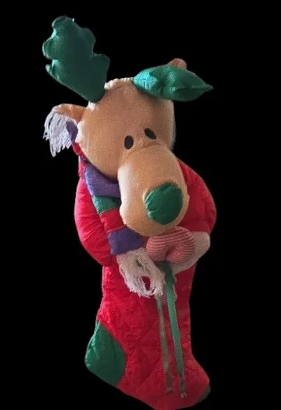 Reindeer Christmas Stocking candy cane.