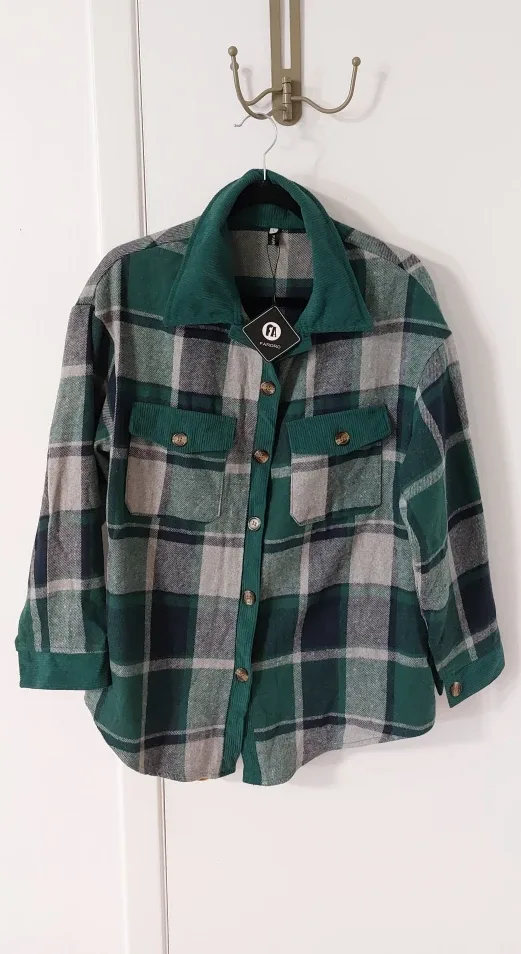 Green Plaid Shacket - Size L