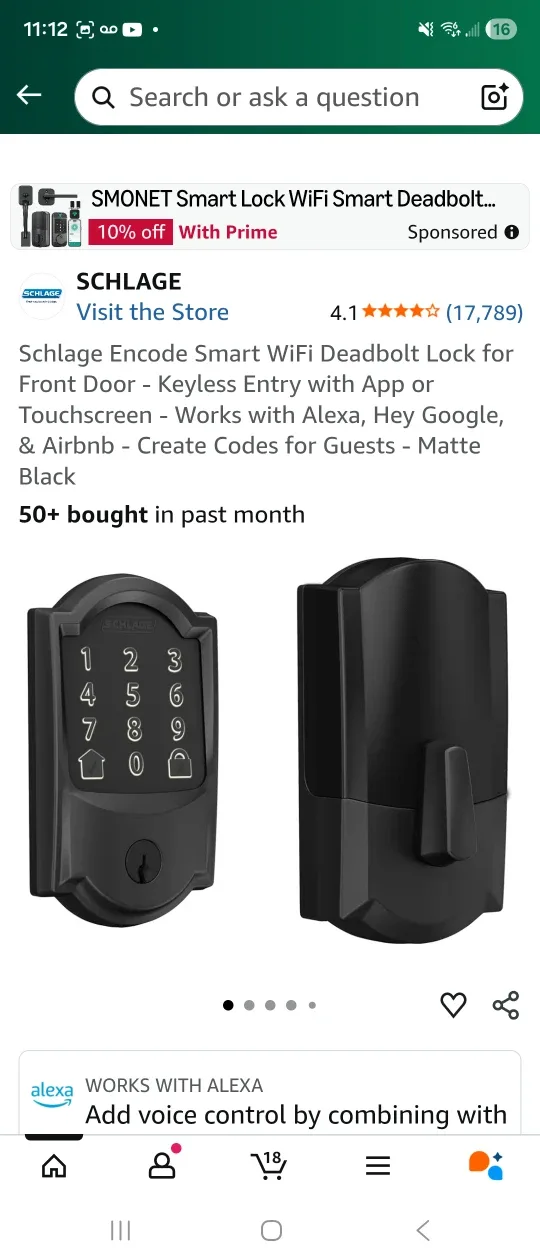 Schlage Encode Smart WiFi Deadbolt Lock - Matte Black