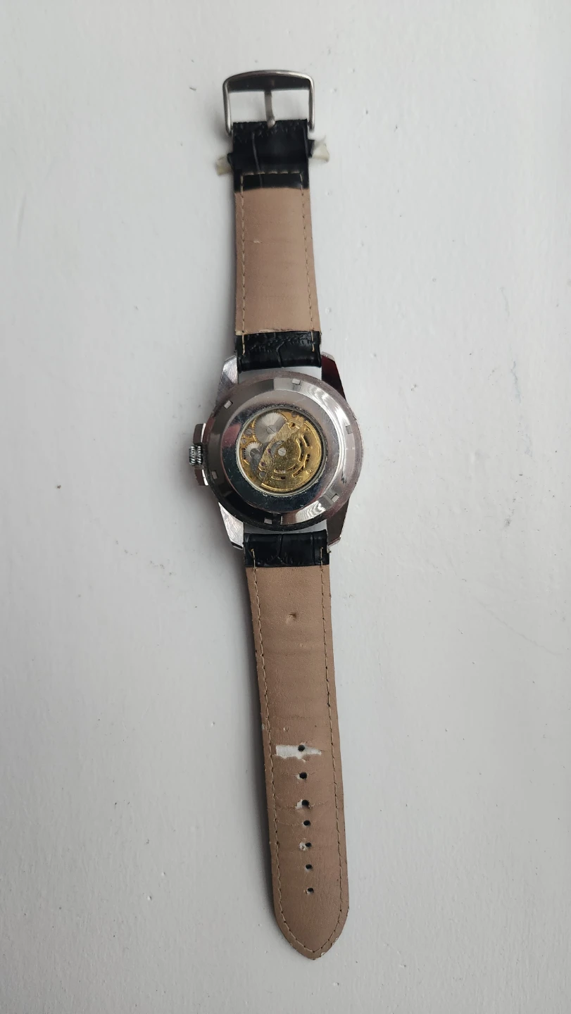 Automatic Skeleton Watch with Black Leather Band - photo 2