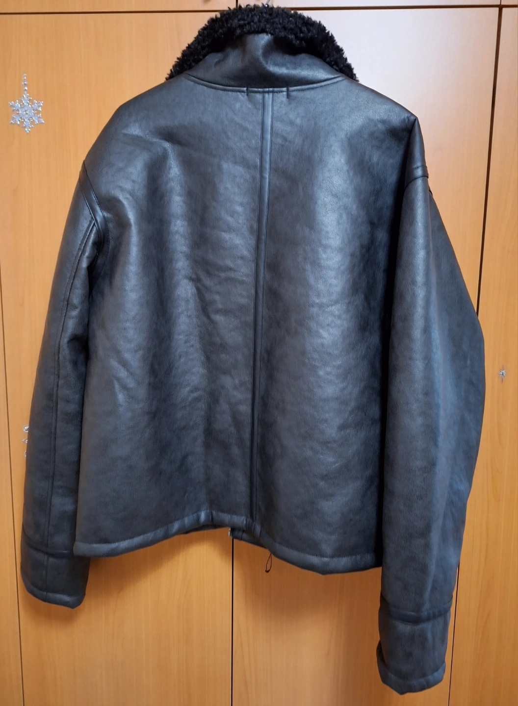 ZARA Black Faux Leather Jacket XXL - photo 3
