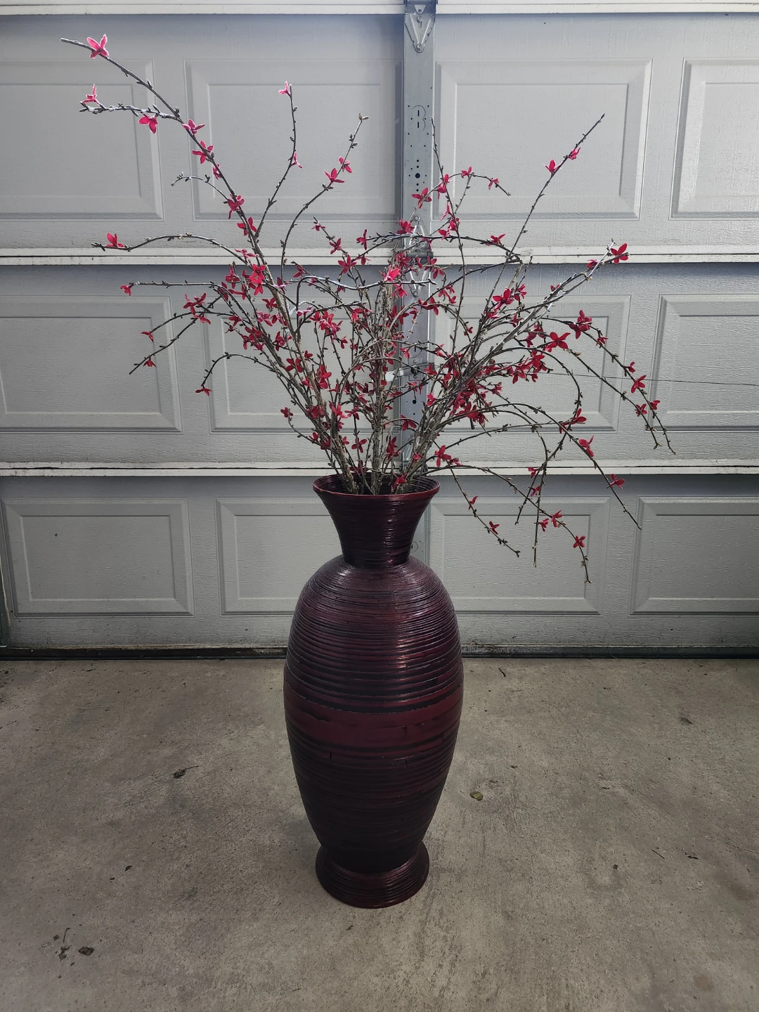 Heather Ann Creations Keira Spun Bamboo Vase Distressed Red 27"