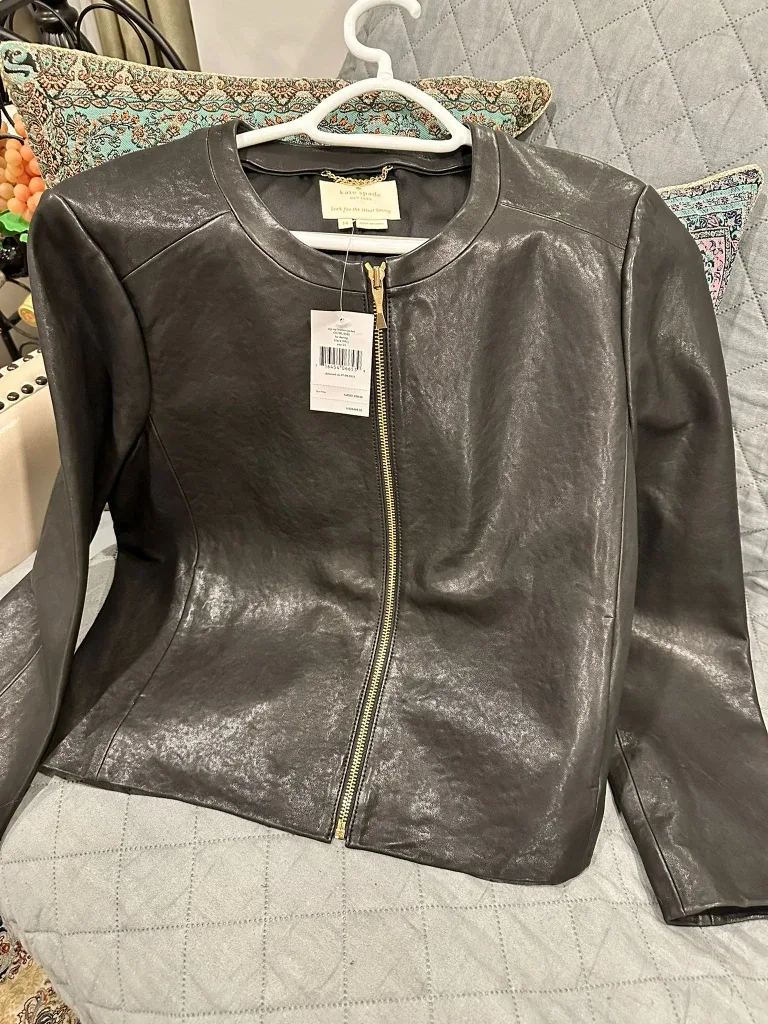 Kate Spade Black Leather Jacket - Size 14 image indicator(3)