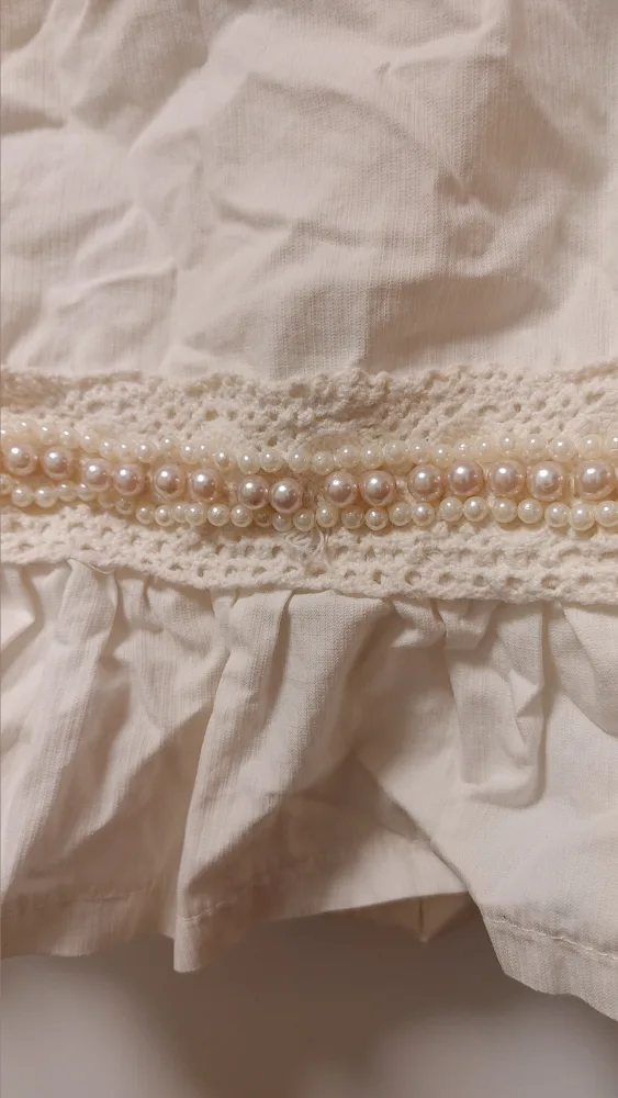 White Short Sleeve Button-Up Top size small image indicator(8)