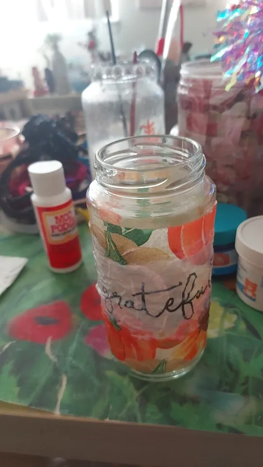 Hand-Decorated Glass Jar