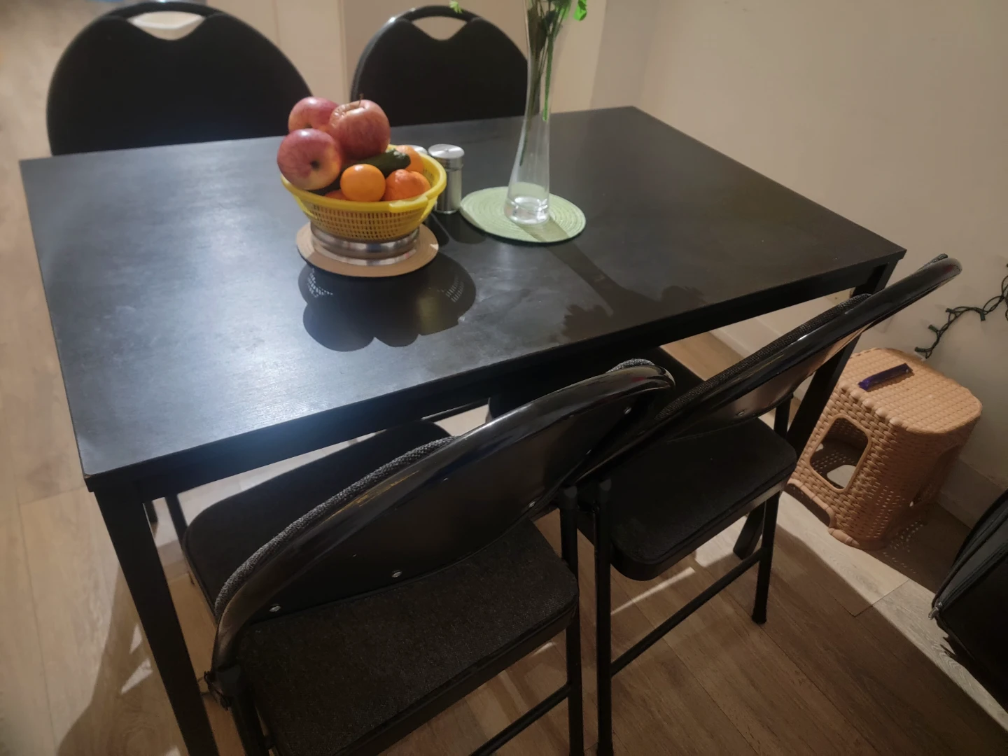 Black Dining Table with 3 Folding Chairs - photo 2