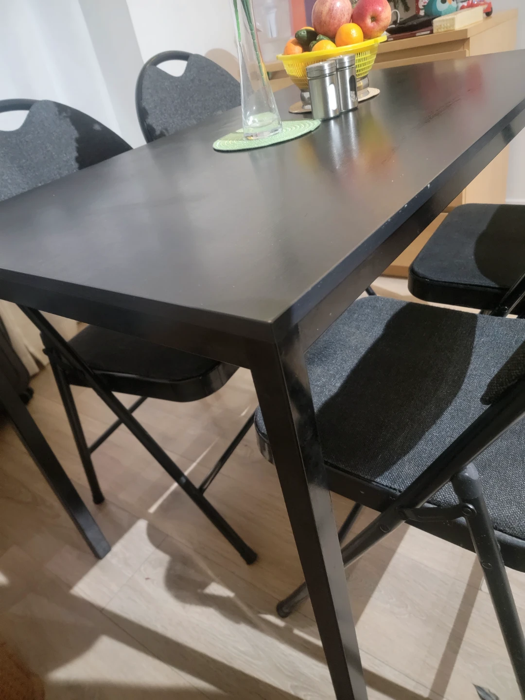 Black Dining Table with 3 Folding Chairs - photo 4