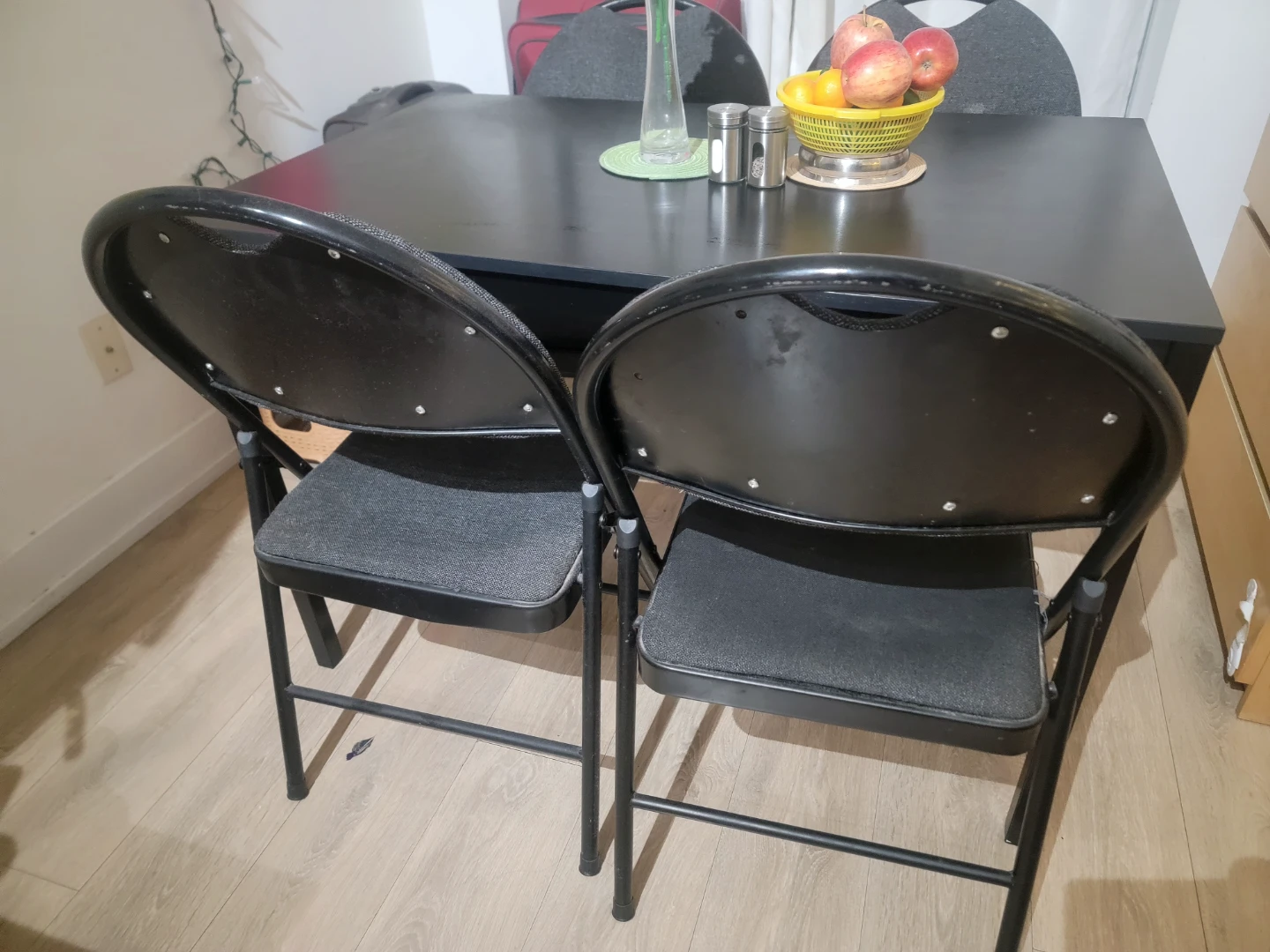 Black Dining Table with 3 Folding Chairs - photo 5