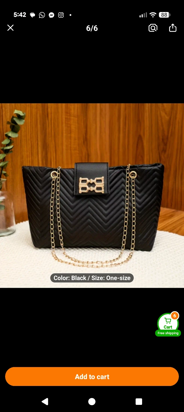 Black Chevron Chain Shoulder Bag - One Size - photo 3