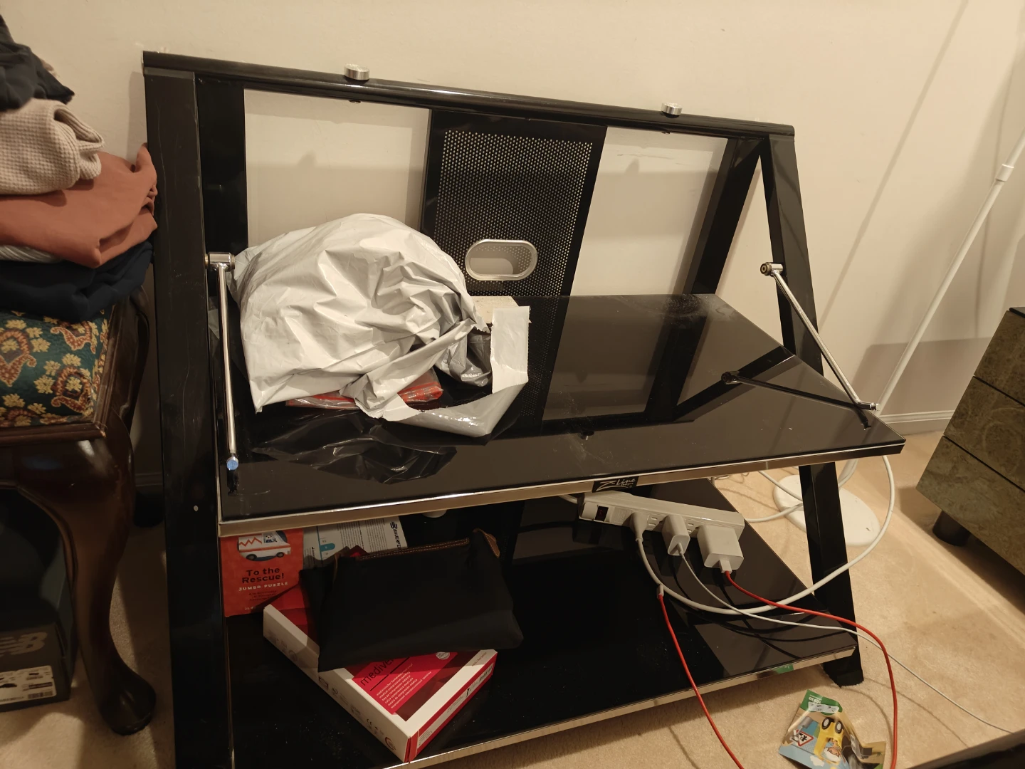 Black Glass TV Stand