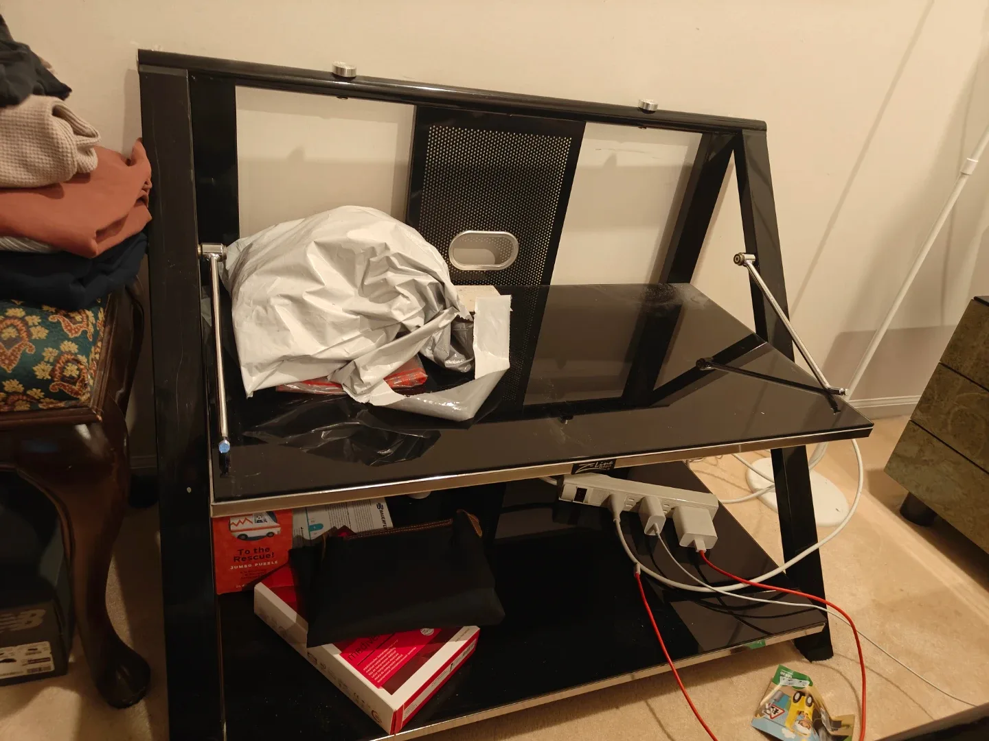 Black Glass TV Stand