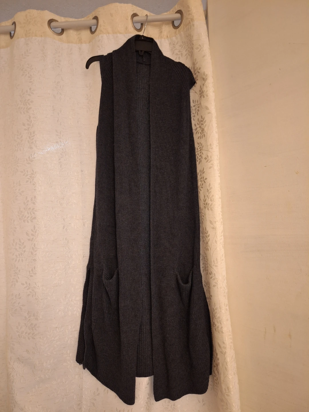 Knit Vest, Charcoal, Size M/L