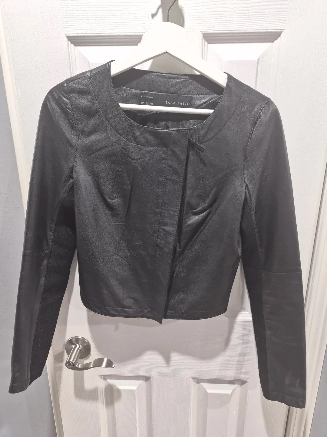 Zara Basic Black Lamb Leather Jacket - XS