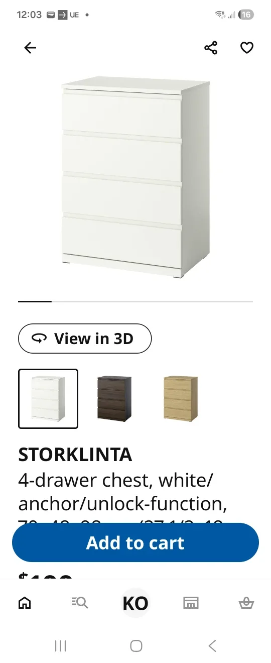 IKEA Storklinta 4-Drawer Chest - White image indicator(3)