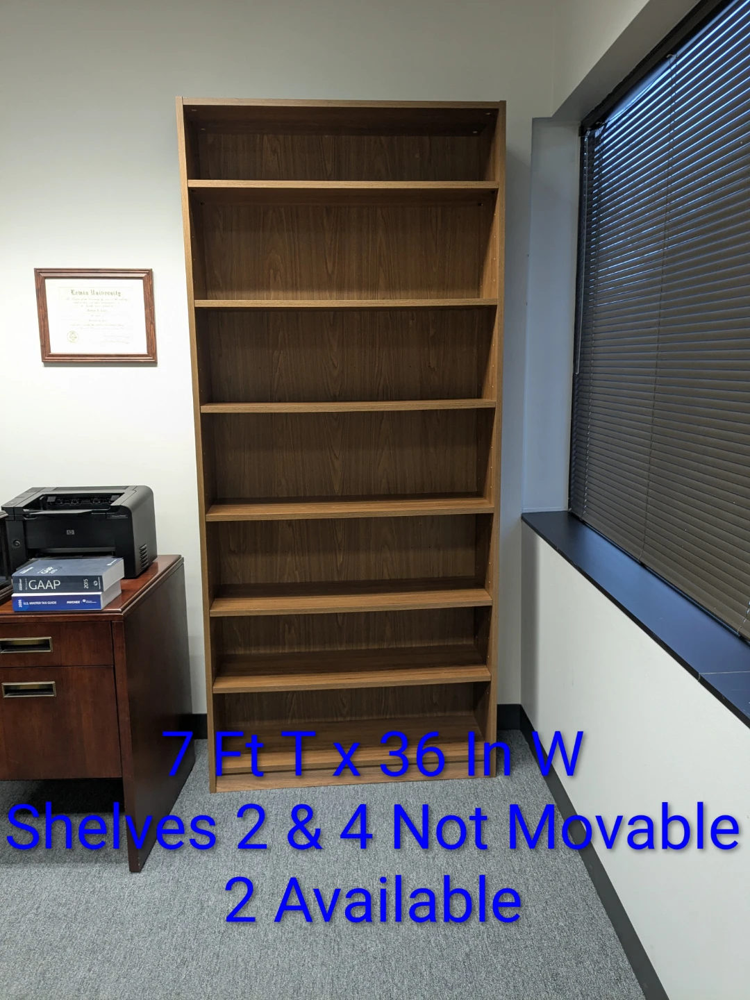 Tall Wooden Bookshelf - 7 ft x 36 in