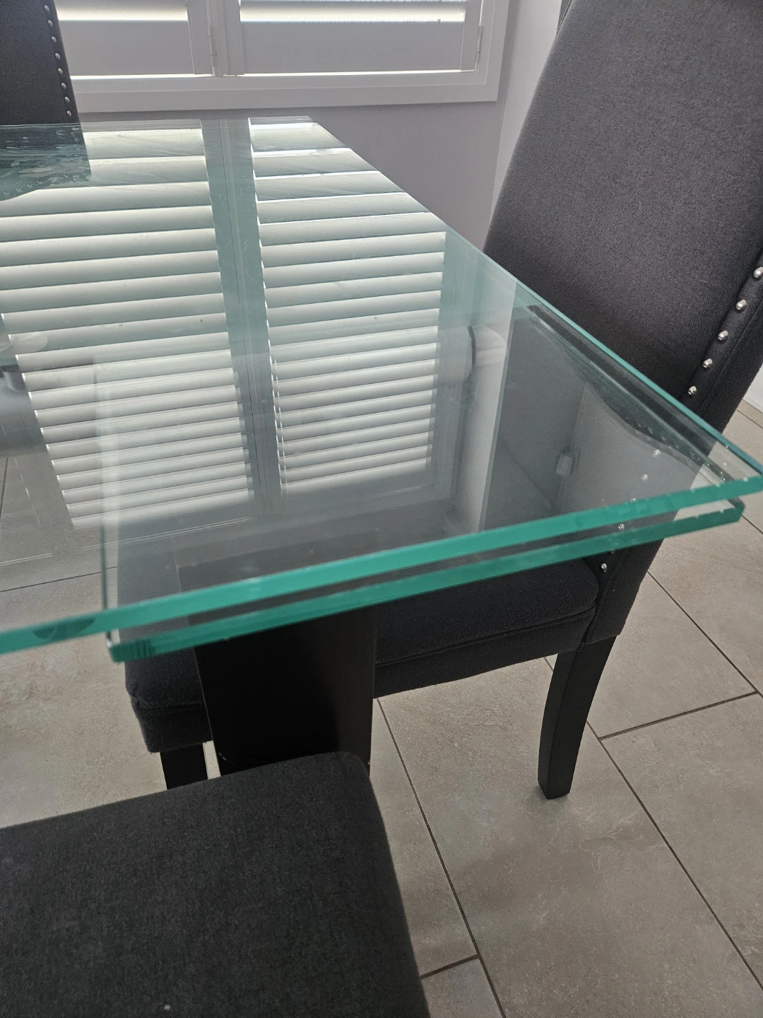 Glass Top Dining Table with 6 Grey Chairs - photo 2