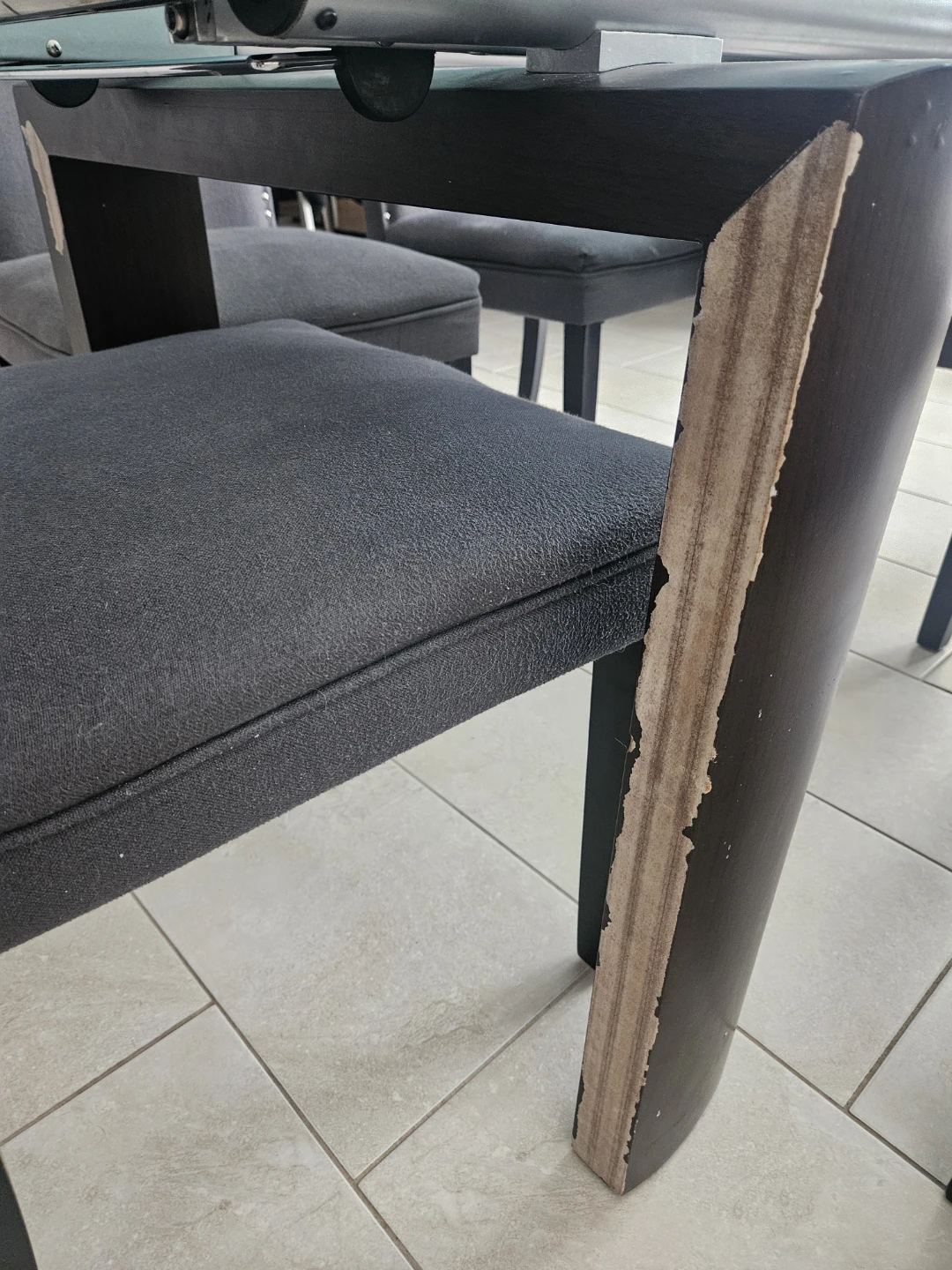 Glass Top Dining Table with 6 Grey Chairs - photo 3