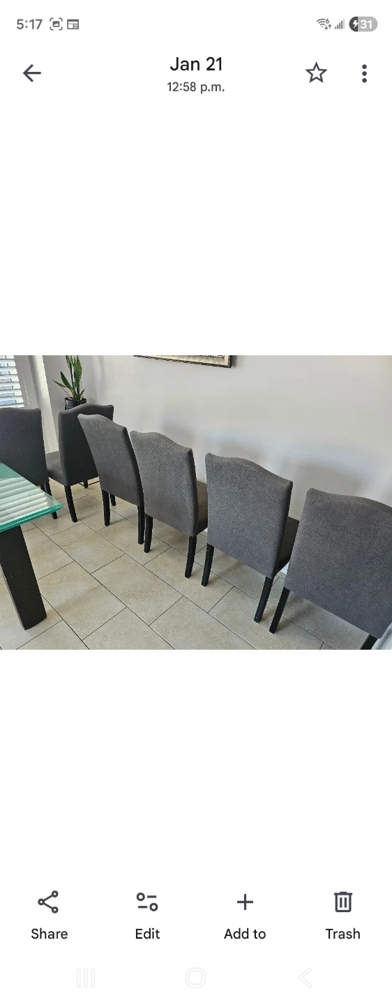 Glass Top Dining Table with 6 Grey Chairs - photo 4