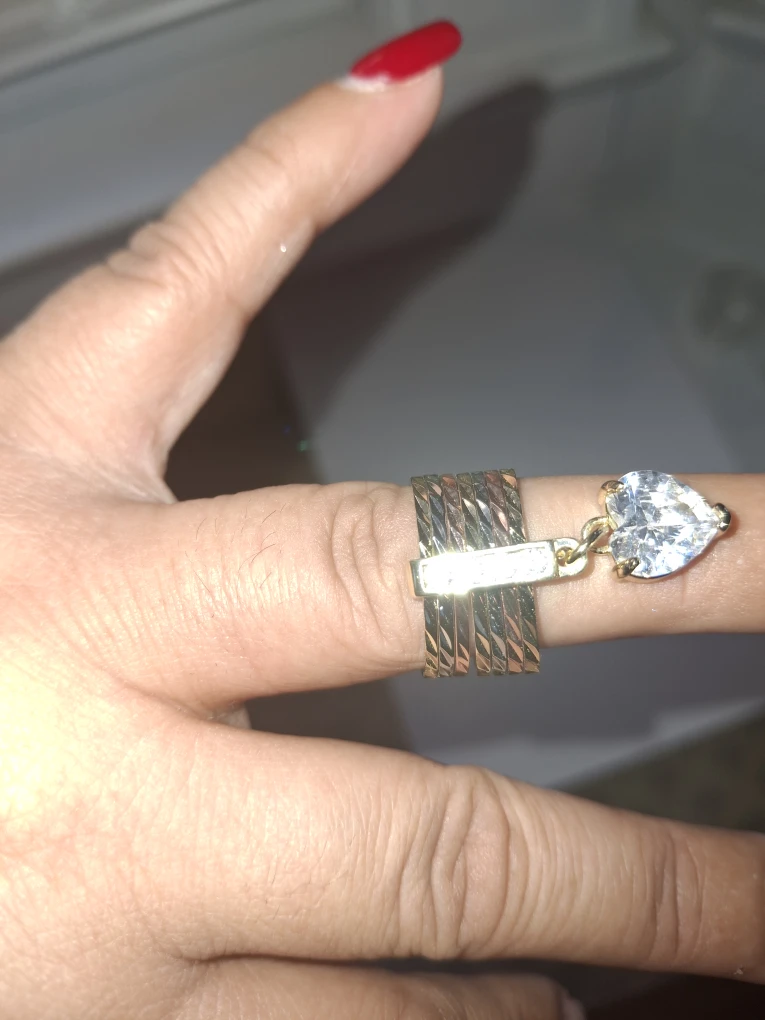 Gold Tone Ring with Heart Charm gold laminated - photo 2