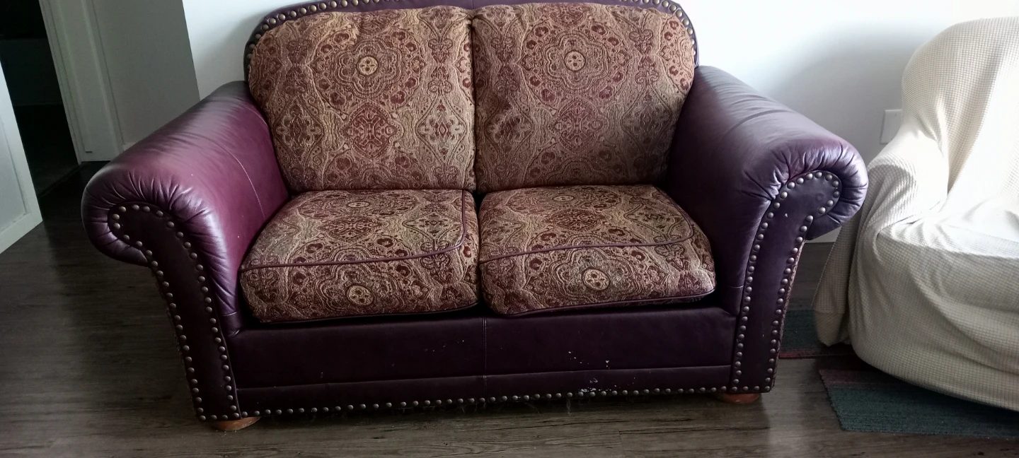 Burgundy Loveseat Sofa - photo 2