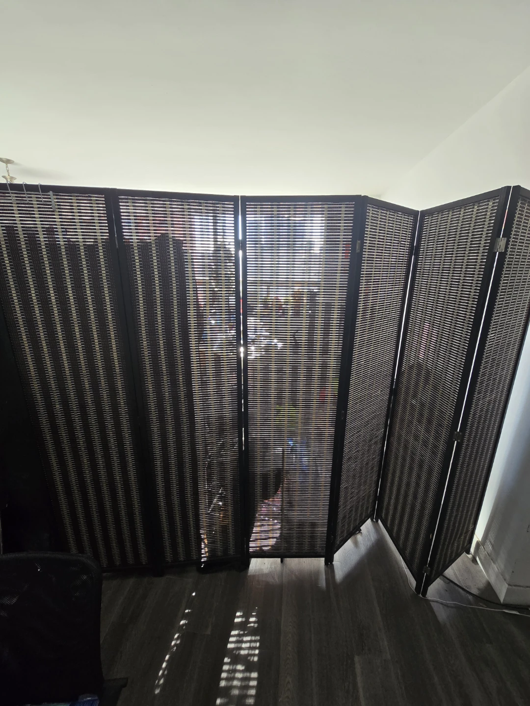 Folding Room Divider - Brown Woven
