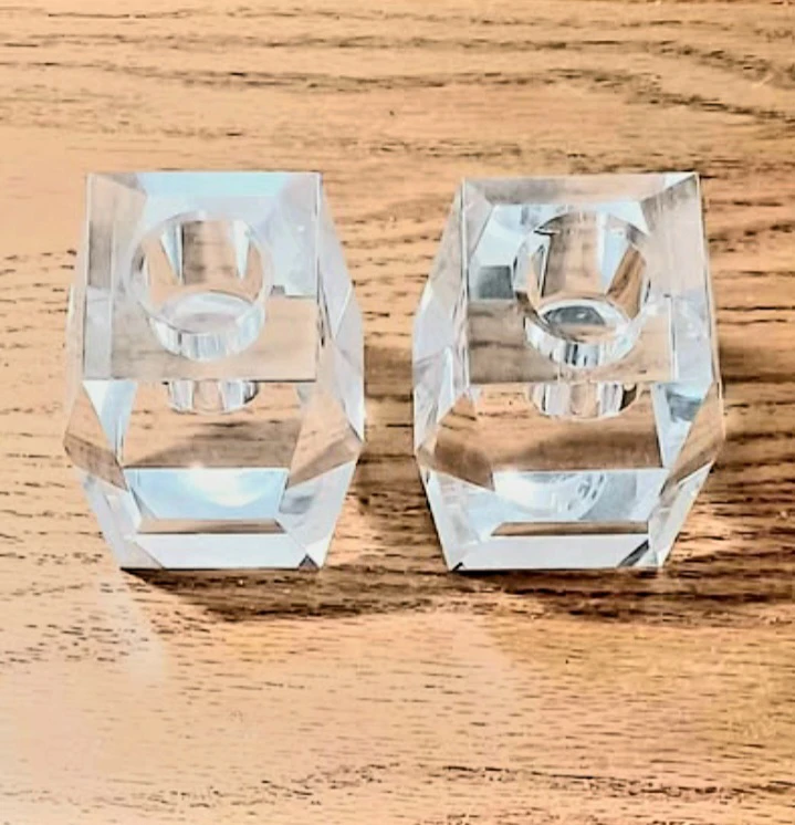 Unique German Rosenthal Sparkling Crystal Pair of Candle Holders