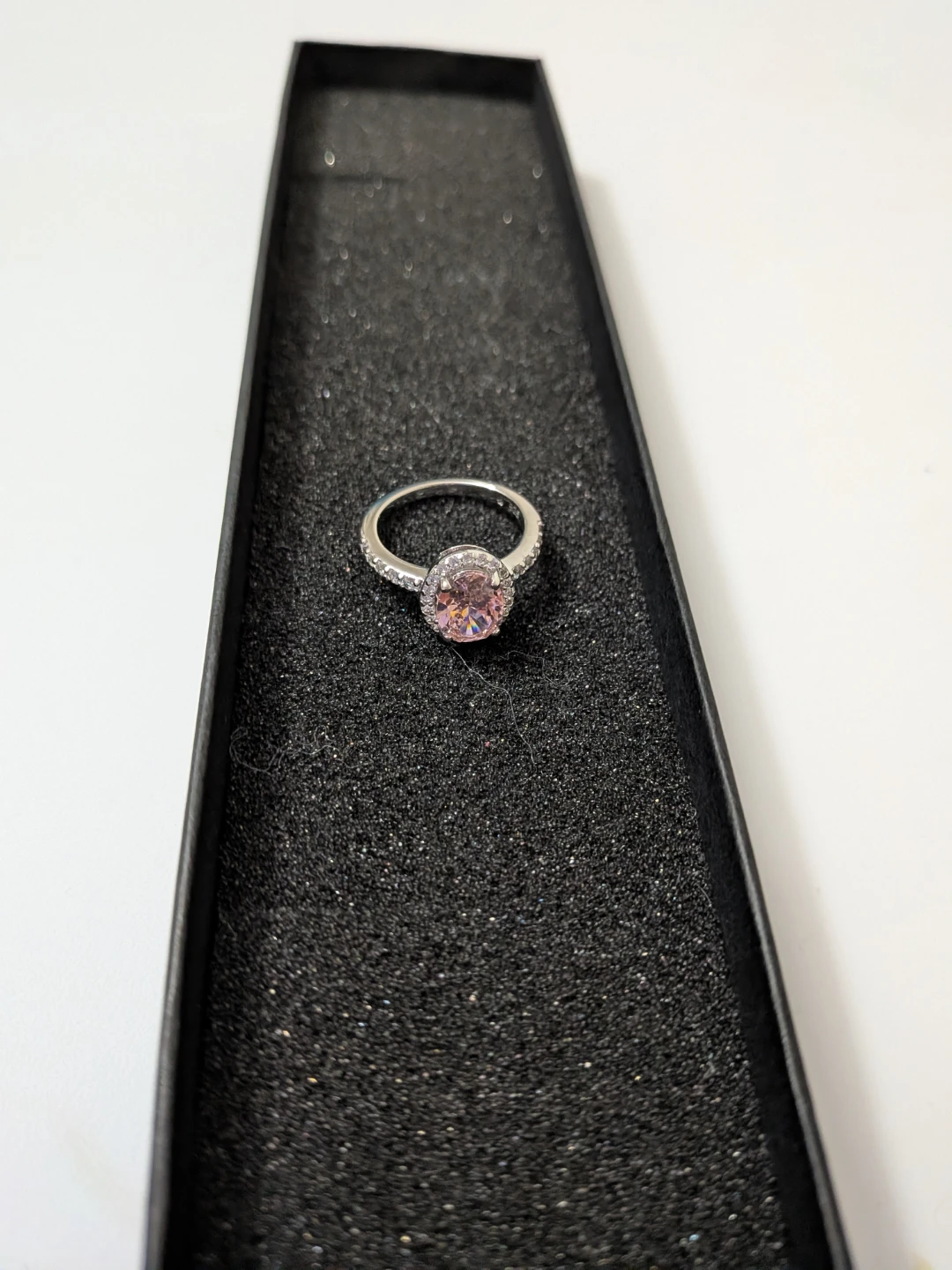 Silver Ring with Pink Stone size 6