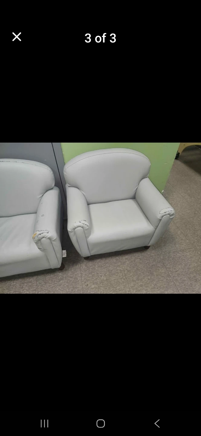 Kids White Faux Leather Sofa & Armchair Set - photo 3