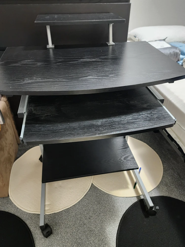 Black Rolling Computer Desk - photo 2