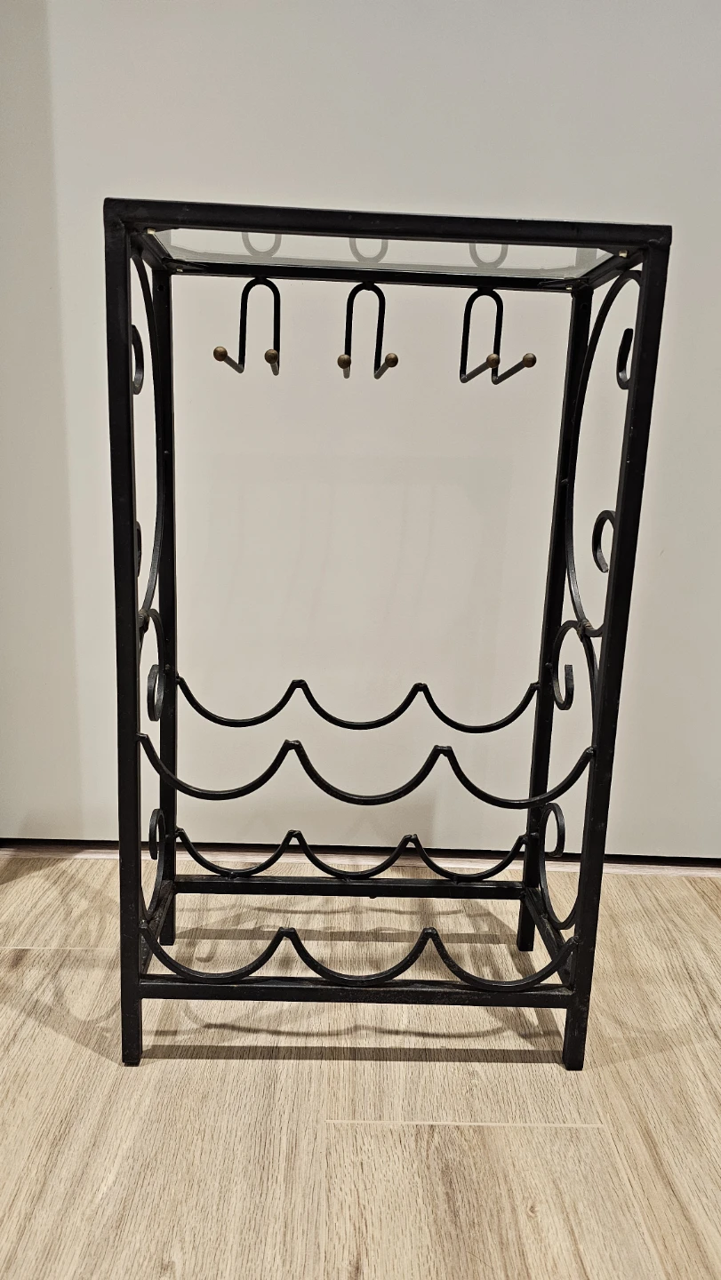 Black Metal Wine Rack with Glass Top - photo 2