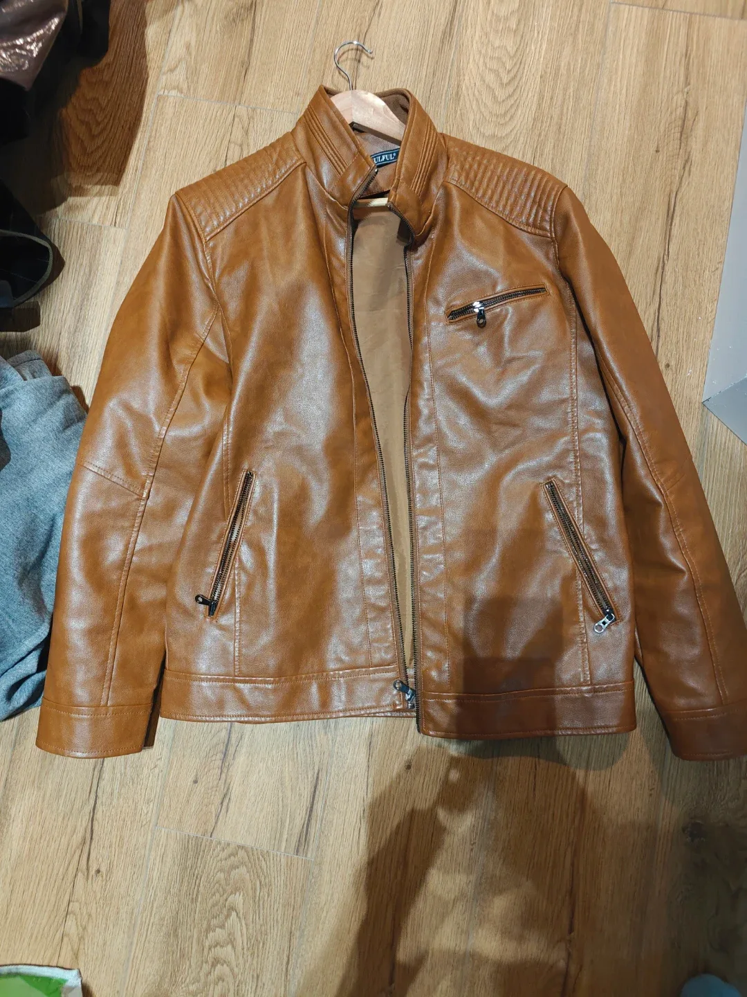 Faux Leather Jacket - Brown