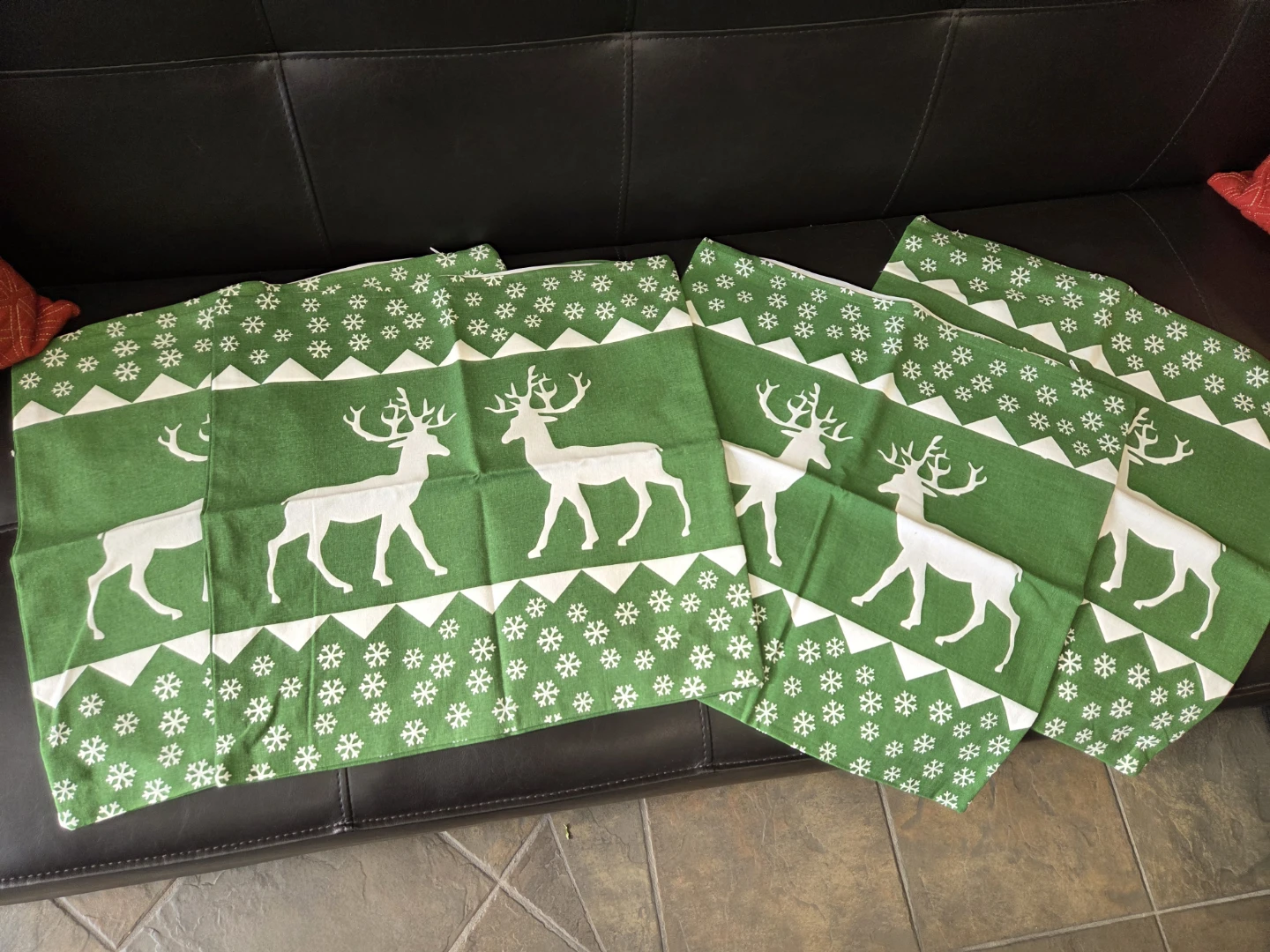 Green Reindeer Pillow Covers (Set of 4) - photo 3