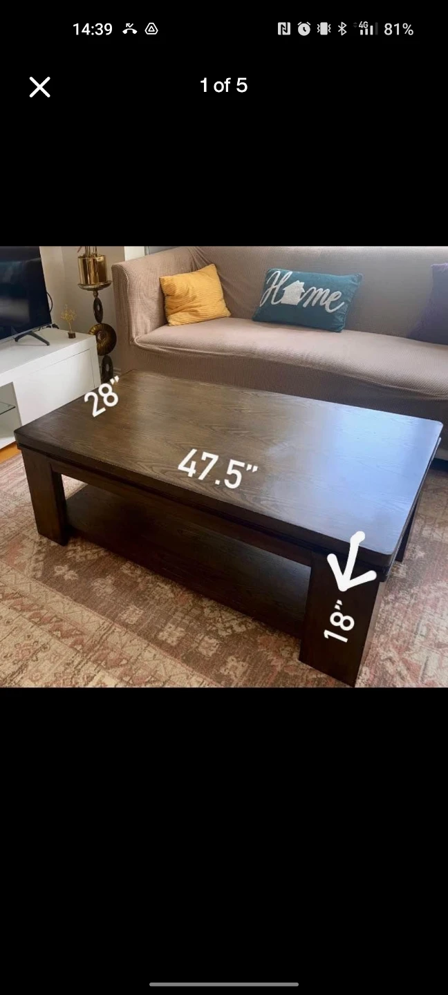 Solid Wood Lift Top Coffee Table - photo 2