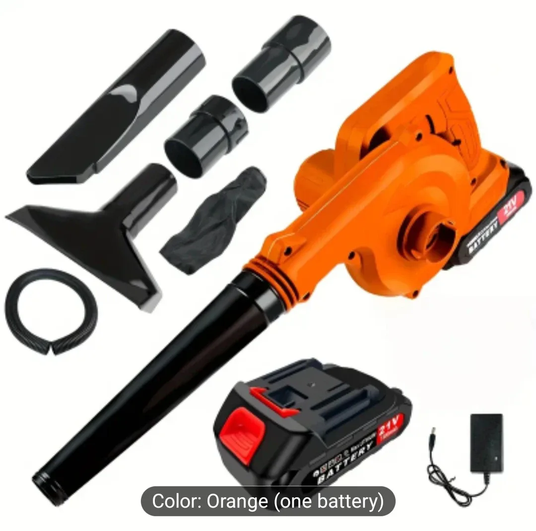 Orange Cordless Leaf Blower with Battery & Charger